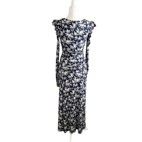 NEW Les Reveries Floral Pouf Sleeve Front Slit Maxi Dress XS - Picture 5 of 9